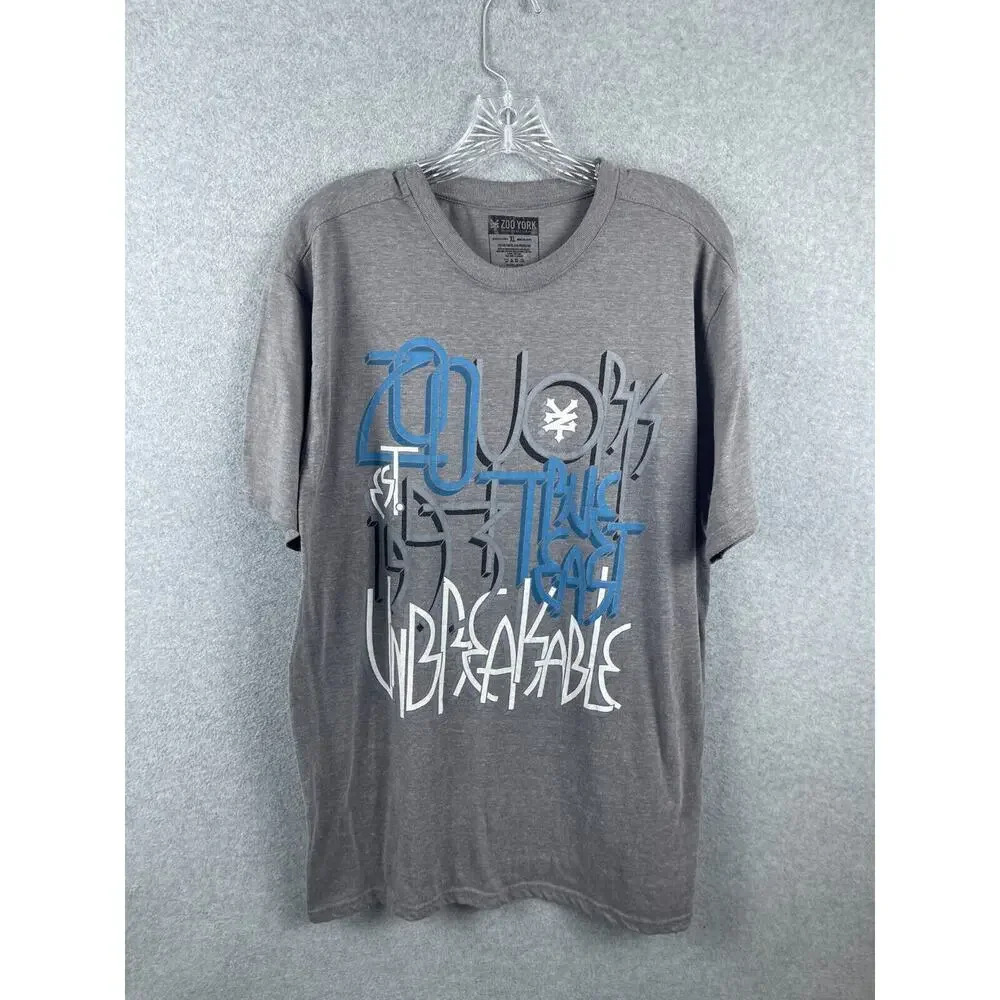 Zoo York 1993 True East Unbreakable Shirt Size XL‎ Gray Short Sleeve Tee 90s